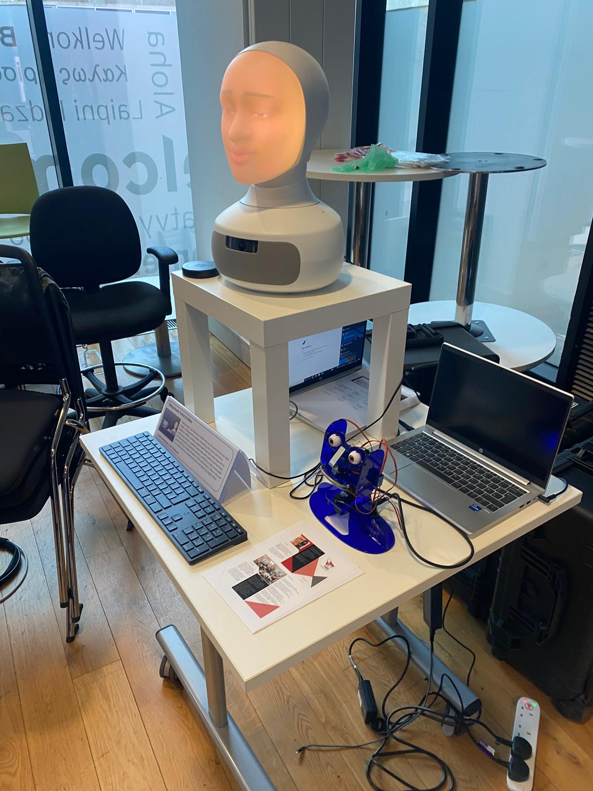 Therapy robot prototype at university robotics display